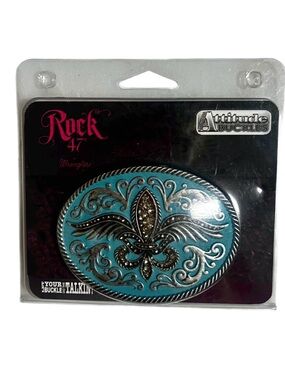 Wrangler Rock 47 ~ Women’s ~ Turquoise & Silver W/Rhinestones Belt Buckle ~ New